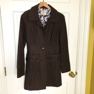 TULLE Wool Coat Sz Small Brown